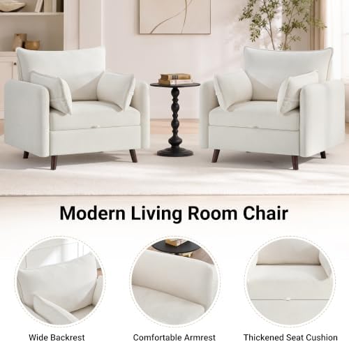 Oversized Accent Chair with Storage, Chenille Comfy Living Room Chairs with 2 - Image 5