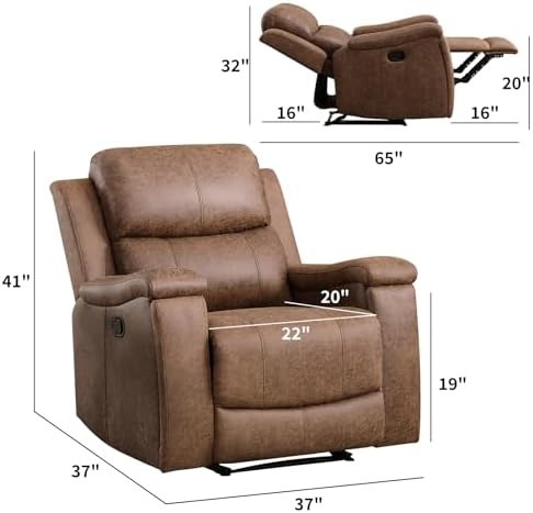 CANMOV Leather Recliner Chair, Classic and Traditional Manual Recliner Chair - Image 2