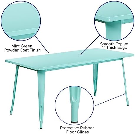 Flash Furniture Charis Commercial Grade 31.5" x 63" Rectangular Mint Green - Image 4