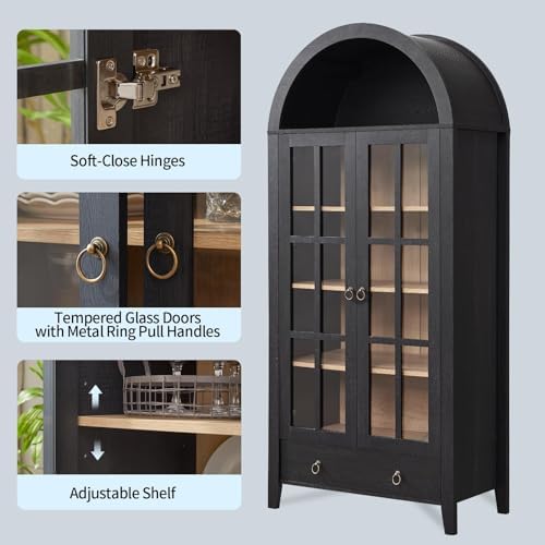 RowyPoey 71" Tall Arched Cabinet Bookshelf - Image 5