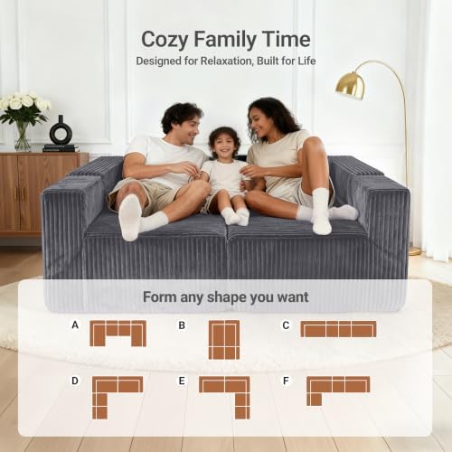 Claiks 128" Modular U Shaped Couch, Deep Seat Sofa - Image 6