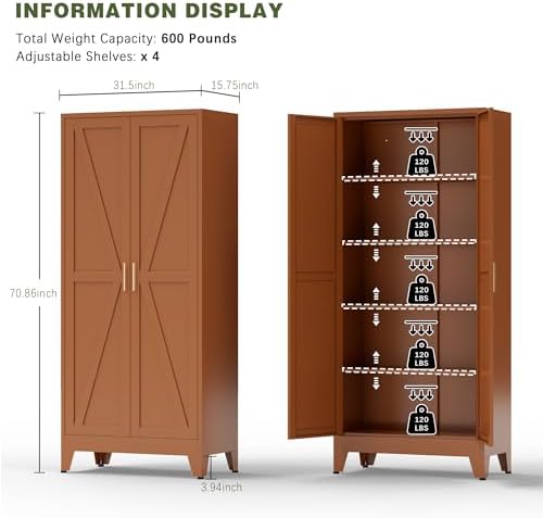 COFaR 5 Tier Metal Kitchen Storage Cabinets - Image 3