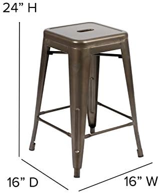 Flash Furniture 24 in Metal Stackable Counter Stool - Image 3