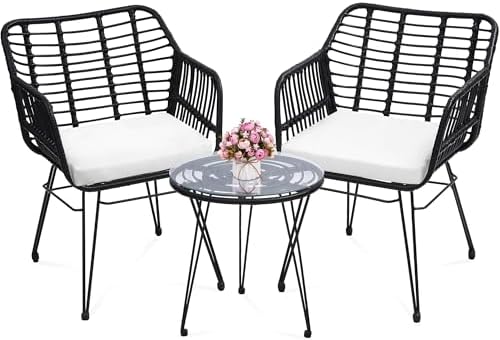 KROFEM 3 Piece Wicker Patio Bistro Furniture Set by KROFEM