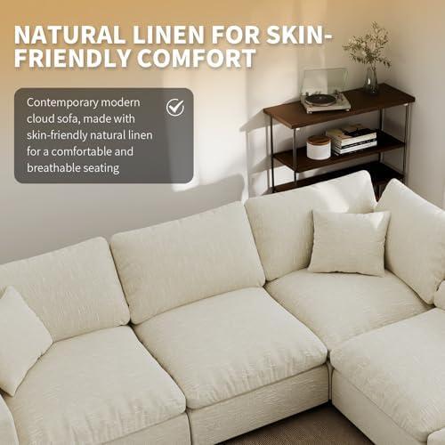 Modern Sectional Linen Couch for Living Room U-Shape Sofas, 6 Seat Modular - Image 3