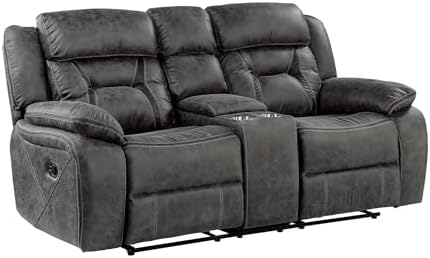 Homelegance Reclining Loveseat, Polished Microfiber Manual Double Recliner - Image 3