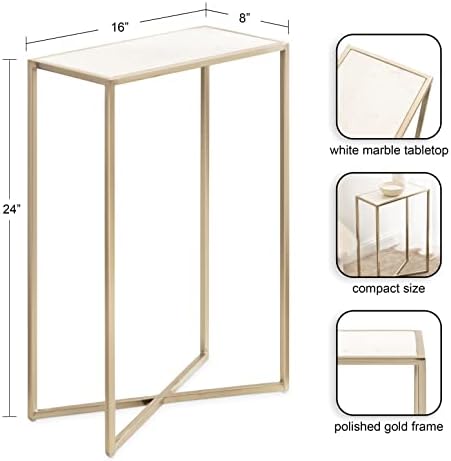 Kate and Laurel Jaspur Modern Slim Side Table, Decorative Glam Narrow End Table - Image 3