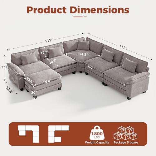 CDCASA 117" Oversized Modular Sectional Sofa - Image 2