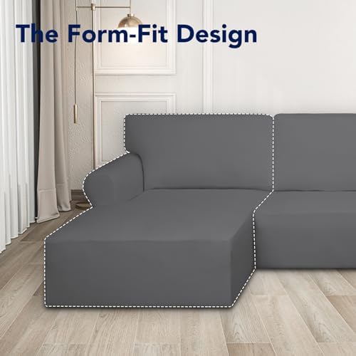 PureFit Stretch Sectional Couch Covers 2 pcs Non Slip L Shape Sofa Cover - Image 5