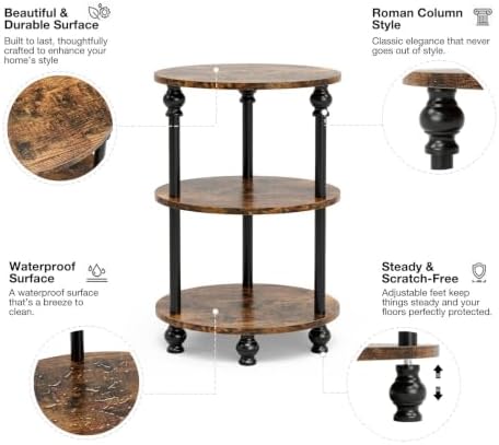 Round Small End Table with Classic Turned Legs, 3 Tier Oval Accent Table - Image 3