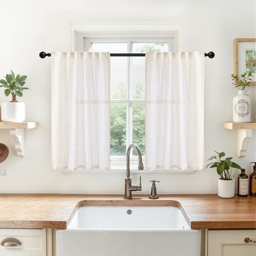 YoungsTex Linen Semi Sheer Curtains 36 Inches Long by YoungsTex