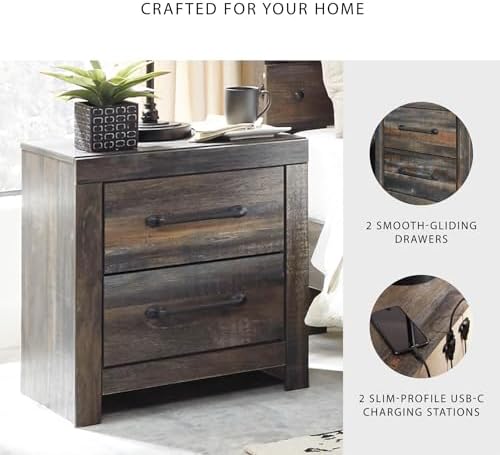 Signature Design by Ashley Drystan Rustic 2 Drawer Nightstand - Image 6