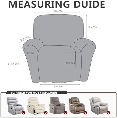 ANARACHON Leather Look Recliner Chair Covers Stay in Place 4-Piece Recliner - Image 3