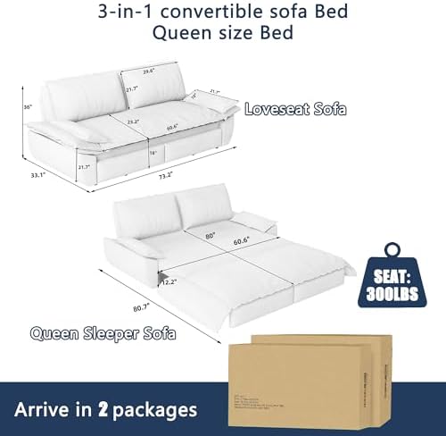 70.1" Sleeper Sofa Bed Queen Size, Pull Out Convertible Velvet Couch - Image 3