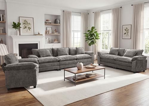 Oprisen 3 Pieces Cloud Couch Set, Upholstered Comfy Modular Sectional Sofa Deep - Image 2