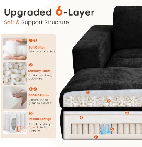 81" Oversized Double Chaise Lounge Chair, Cloud Boneless Sofa Bed - Image 6
