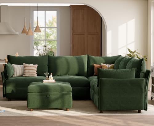 ABCASA Oversized Modular Sectional Sofa Green, L-Shaped Convertible Couch - Image 3