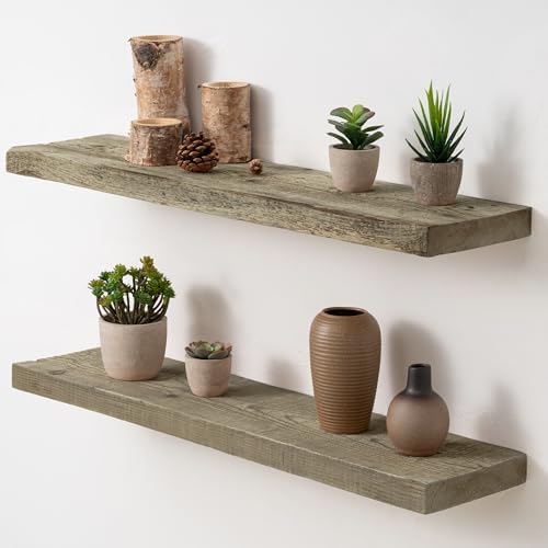 Acovy 30" Unfinished Solid Reclaimed Wood Floating Shelves, Rustic Heavy-Duty by Acovy