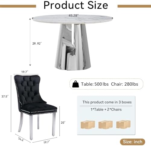 45” Round Dining Table Set For 2, Kitchen Table - Image 5