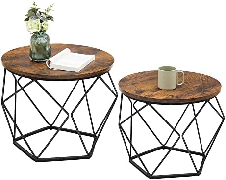 VASAGLE Small Round Coffee Table Set of 2, by VASAGLEbySONGMICSHOME