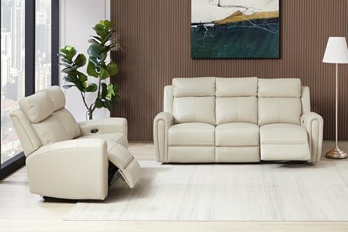 THSUPER Power Real Top Grain Genuine Leather Reclining Couch Set, Real Leather - Image 3