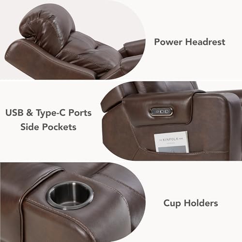 Watson & Whitely Oversized Genuine Leather Power Recliner Chair, Dark Brown - Image 6