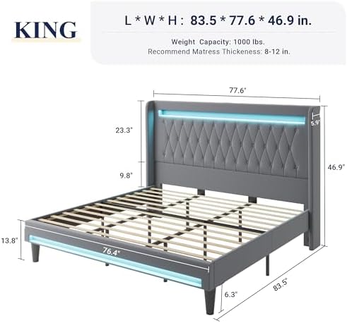 Allewie King Size Upholstered Bed Frame - Image 2
