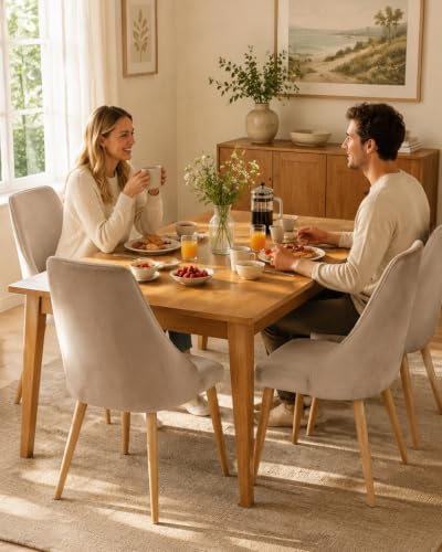 Dining Chairs Set of 2 with High Back, Ergonomic Curved Backrest Mid-Century - Image 6