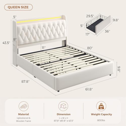Jocoevol Queen LED Velvet Bed Frame - Image 2