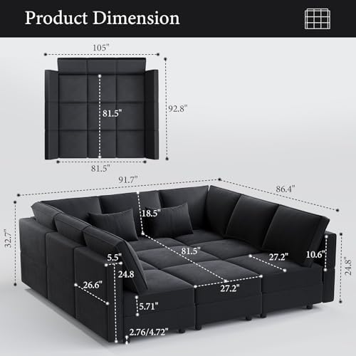 Vesgantti 92" 9 Seats Modular Sectional Sleeper Sofa - Image 2