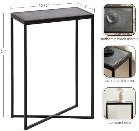 Kate and Laurel Jaspur Modern Slim Side Table, Decorative Glam Narrow End Table - Image 3