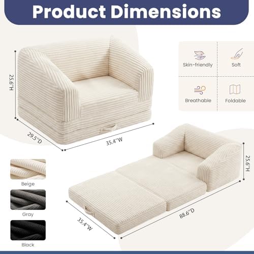 JUIKURY Convertible Sofa Bed, 3-in-1 Foldable Loveseat Couch - Image 2