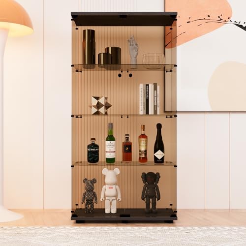 FLYMUHJIA 64" H 4-Tier Smoked Glass Display Cabinet - Image 6