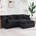 Tmsan 76.7" Black L Shaped Sectional Couch, Cloud Loveseat Sofa w/Ottoman by TmsanHomeKitchen