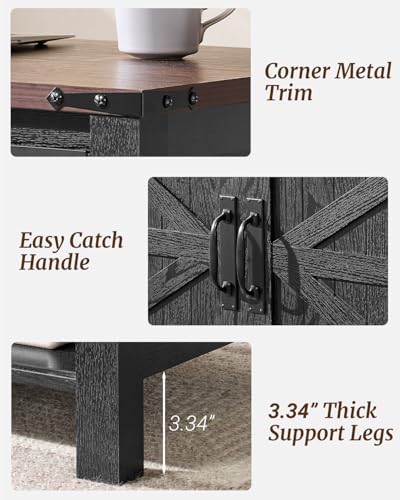 OKD 48" Farmhouse Lift Top Coffee Table, Sliding Barn Door - Image 7