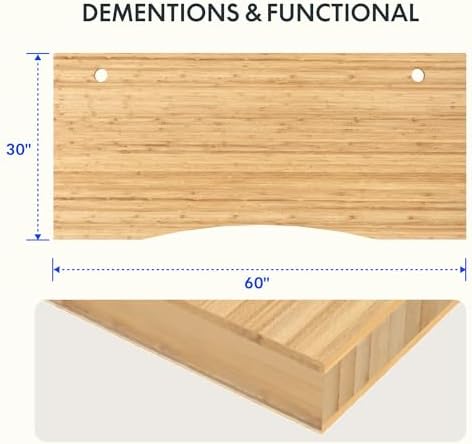 FLEXISPOT 60"x30" Curved Natural Bamboo Tabletop - Image 2