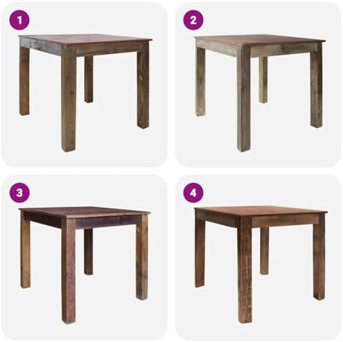 Solid Reclaimed Wood Dining Table 32.3"x31.5"x29.9" Rustic Mixed Recycled Wood - Image 6