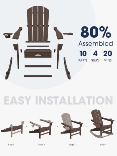 KINGYES HDPE Adirondack Rocking Chair - Image 7
