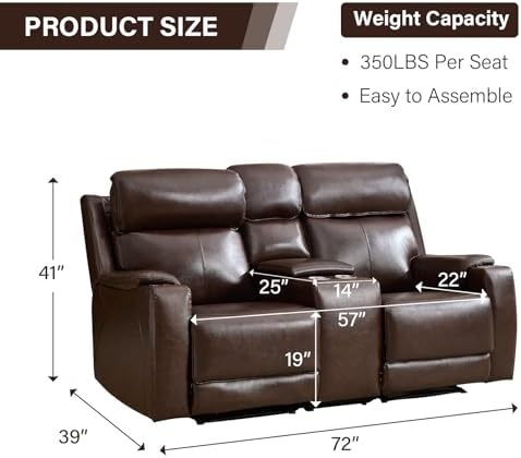 CANMOV Genuine Leather Power Recliner Loveseat - Image 2