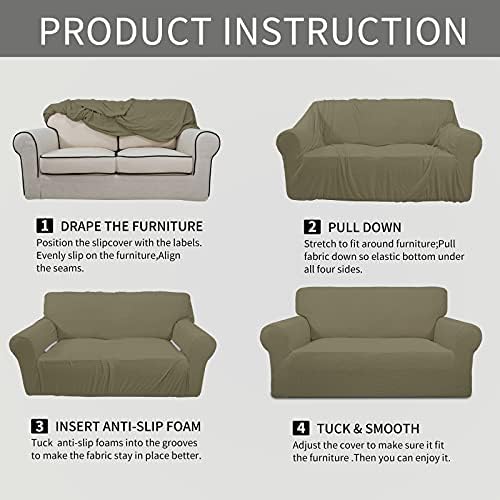 Easy-Going Stretch Loveseat Couch Covers Washable Khaki - Image 5