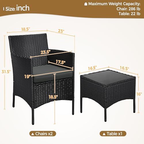 Yaheetech 3 Pieces Patio Porch Furniture Set, Outdoor PE Rattan Wicker - Image 4