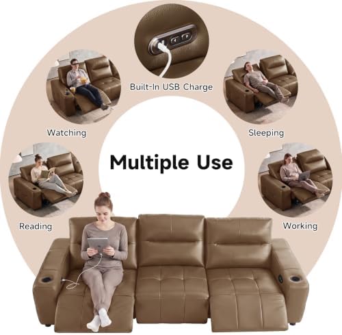 Zero Gravity Electric Recliner Sofas Genuine Leather Couch - Image 6