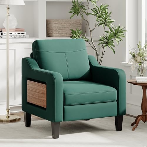 Upholstered Accent Chair with Foldable Side Table - Image 2