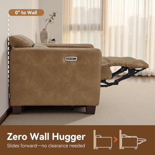 MCombo 109.4'' Zero Wall Hugger Power Recliner Sofa, HL198M4 Ginger - Image 5