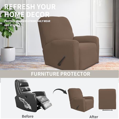 Easy-Going Stretch Recliner Chair Sofa Slipcover Washable Brown - Image 4