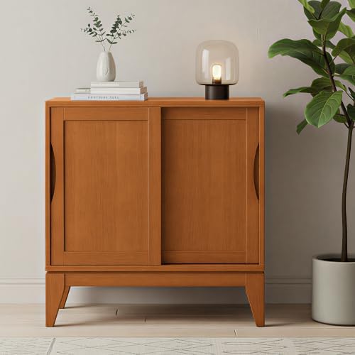 SIMPLIHOME Harper 30" Solid Wood Cabinet in Teak Brown - Image 2