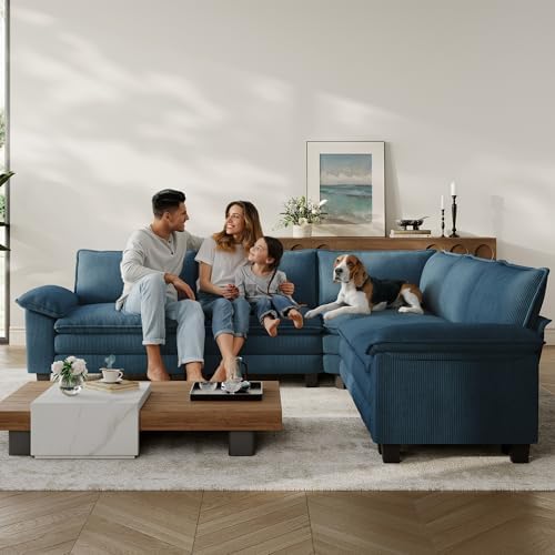 LINSY HOME Modular Sectional Sofa 5 Seat Couch Corduroy Cloud Couch - Image 6