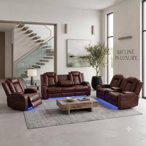 Power Reclining Leather Sofa Set – 3-Piece Home Theater Seating - Image 4