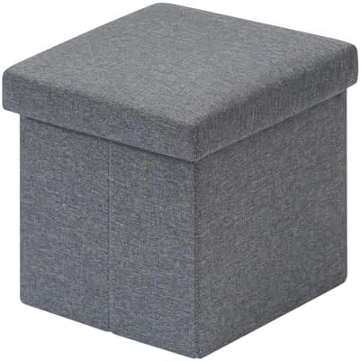 B FSOBEIIALEO Storage Ottoman Cube, 11.8" Linen Small Ottoman by BFSOBEIIALEO