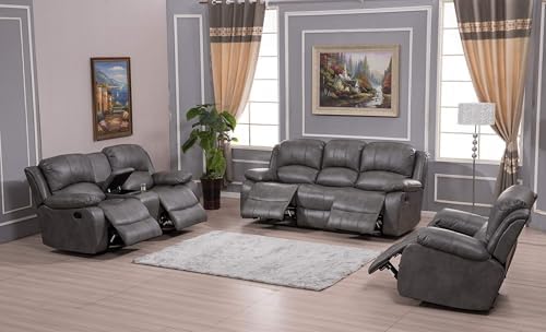 Betsy Furniture 3PC Faux Leather Reclining Couch Set, Living Room Furniture Set by BetsyFurniture